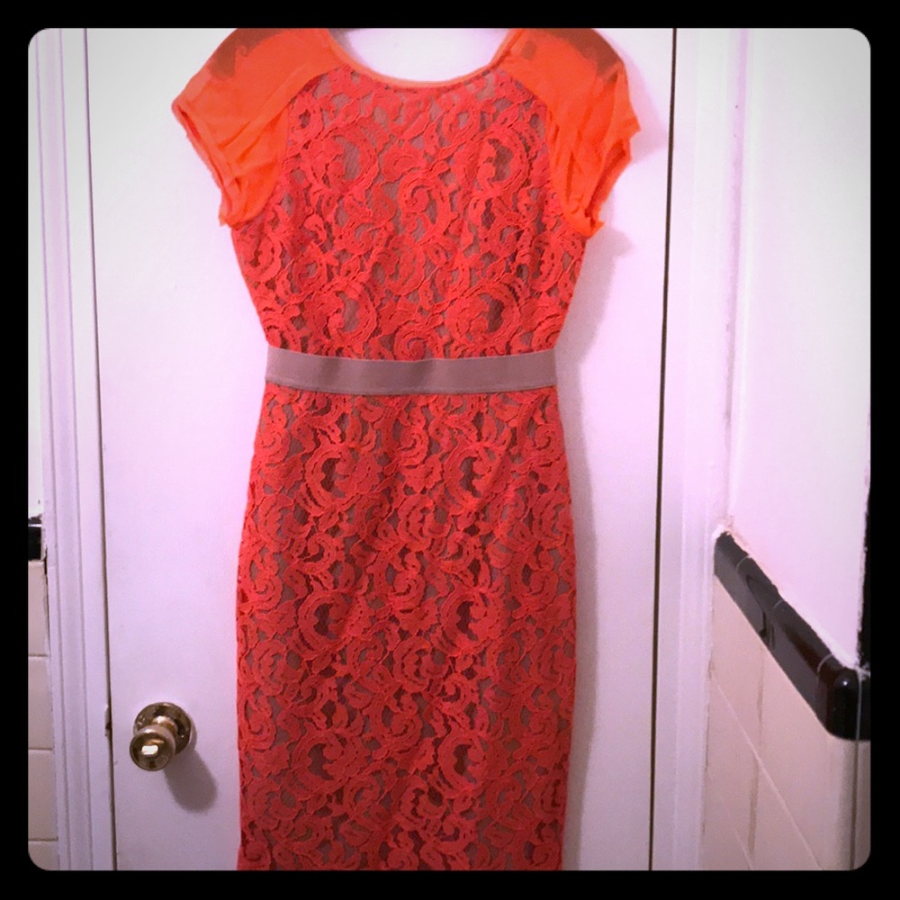 BCBGMaxAzria coral lace dress